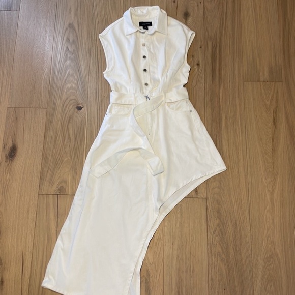 NWT Karen Millen Asymmetrical denim white dress - Picture 8 of 13
